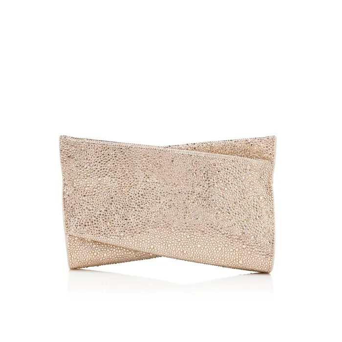 Women Loubitwist Small Clutch 8211 Strass And Suede 8211 Leche Beige Christian Louboutin Clutches and Evening Bags