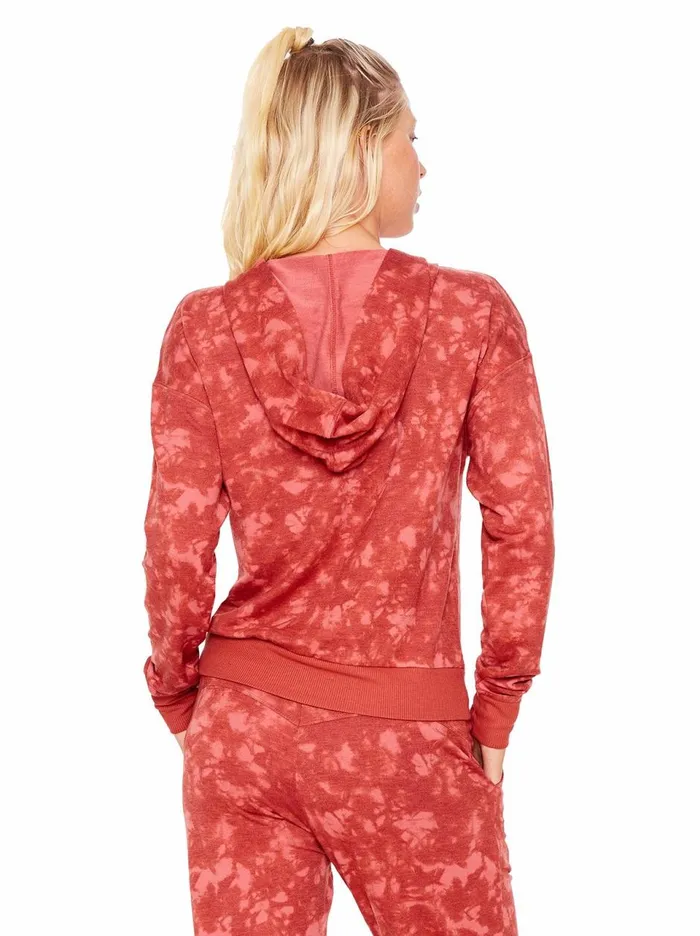 Women Loungewear Jessica Simpson Sunnyside Hoodie In Mineral Red Ink Tie Dye Mineral Red Ink Tie Dye