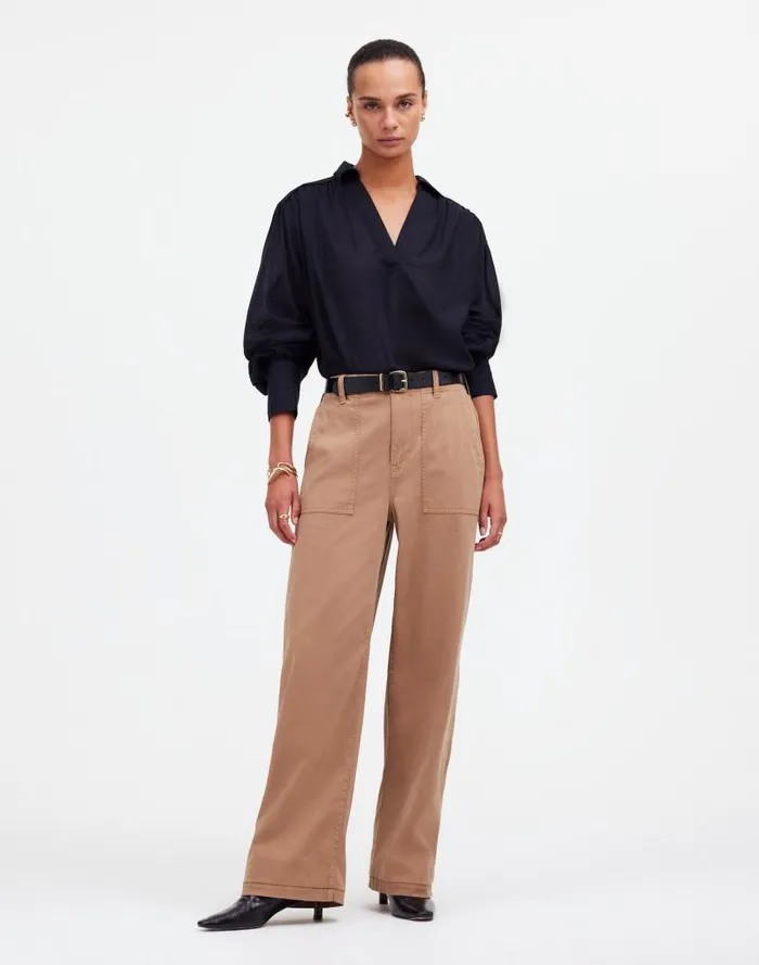 Women LowSlung Baggy Utility Pants Dark Camel Madewell Pants