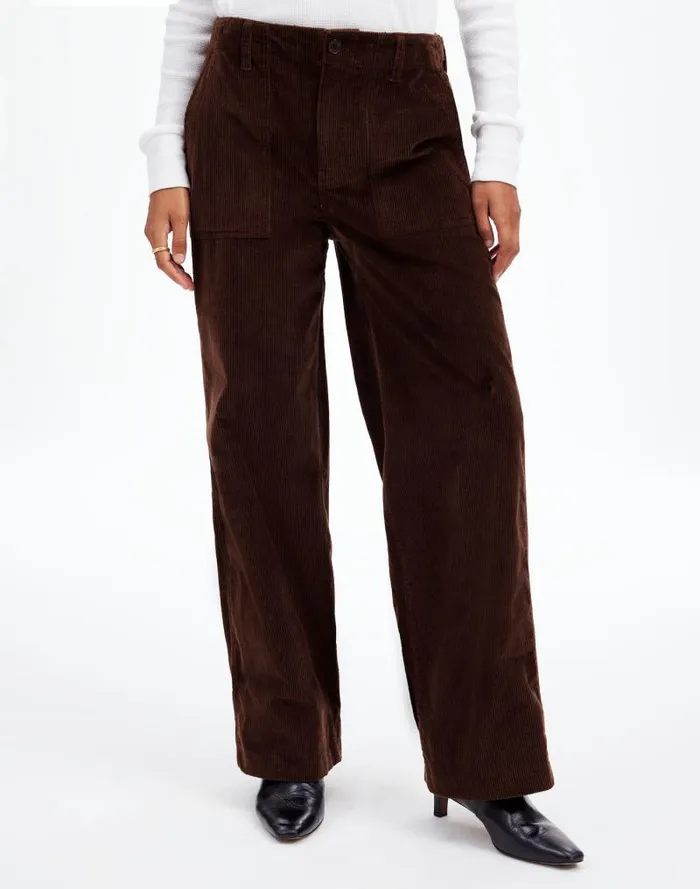 Women LowSlung Baggy Utility Pants In Corduroy Dark Carob Madewell Pants