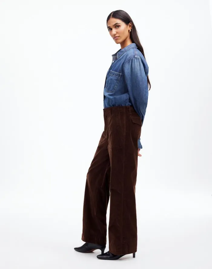 Women LowSlung Baggy Utility Pants In Corduroy Dark Carob Madewell Pants