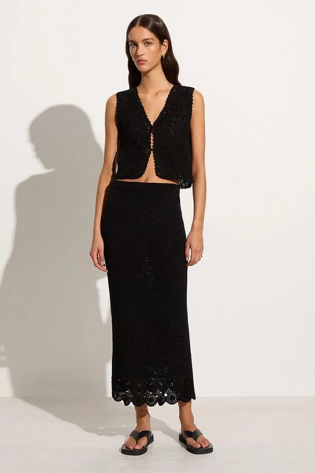 Women Lula Handmade Crochet Skirt Black 8211 Final Sale Faithfull The Brand Skirts and Shorts