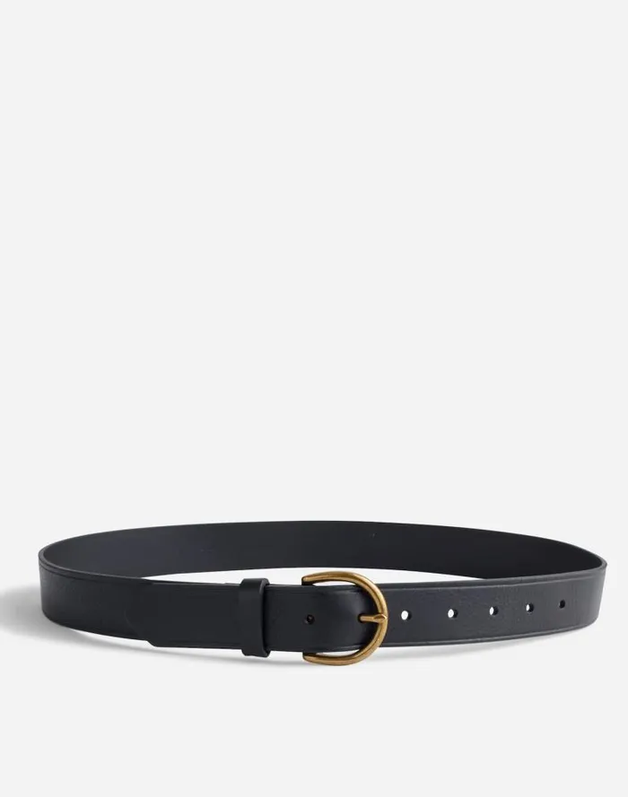 Women Madewell Medium Perfect Leather Belt True Black Madewell Belts