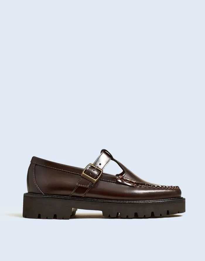 Women Madewell X GHBASS Mary Jane Lug Weejuns Loafers Dark Brown Madewell Flats and Loafers