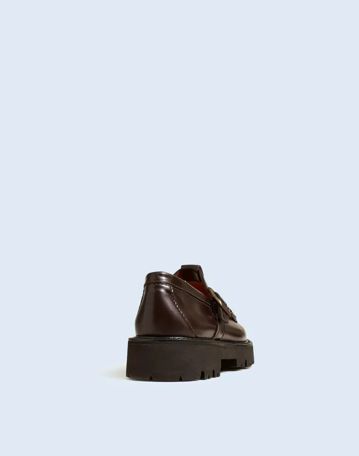 Women Madewell X GHBASS Mary Jane Lug Weejuns Loafers Dark Brown Madewell Flats and Loafers