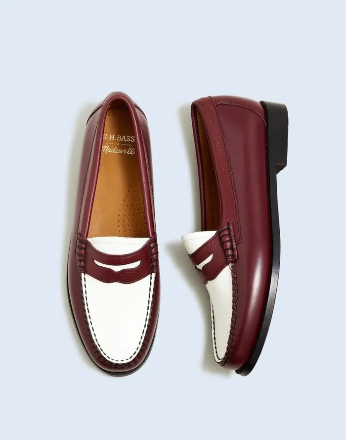 Women Madewell X GHBASS Whitney Weejuns Loafers Wine White Madewell Flats and Loafers Women Madewell X GHBASS Whitney Weejuns Loafers Wine White Madewell Flats and Loafers