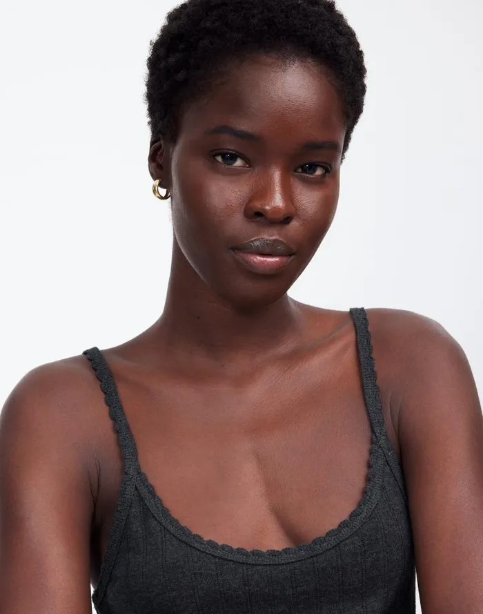 Women Madewell X LESET Pointelle Tank Grey Melange Madewell Tees