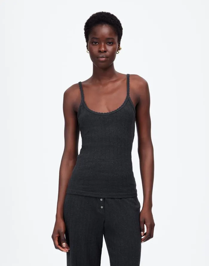 Women Madewell X LESET Pointelle Tank Grey Melange Madewell Tees