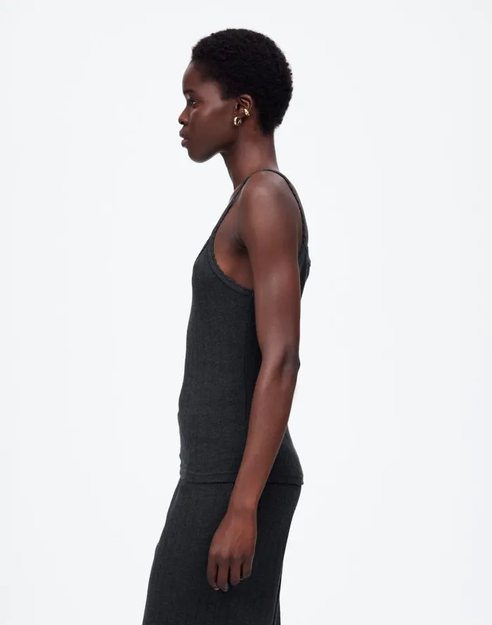 Women Madewell X LESET Pointelle Tank Grey Melange Madewell Tees