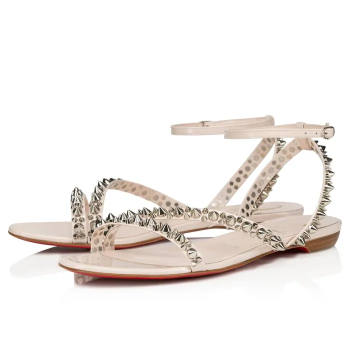 Women Mafaldina Spikes Sandals 8211 Patent Leather And Spikes 8211 Leche Beige Christian Louboutin Flats Women Mafaldina Spikes Sandals 8211 Patent Leather And Spikes 8211 Leche Beige Christian Louboutin Flats