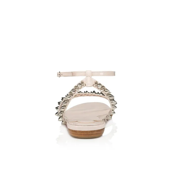 Women Mafaldina Spikes Sandals 8211 Patent Leather And Spikes 8211 Leche Beige Christian Louboutin Flats
