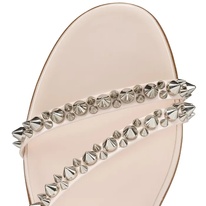 Women Mafaldina Spikes Sandals 8211 Patent Leather And Spikes 8211 Leche Beige Christian Louboutin Flats