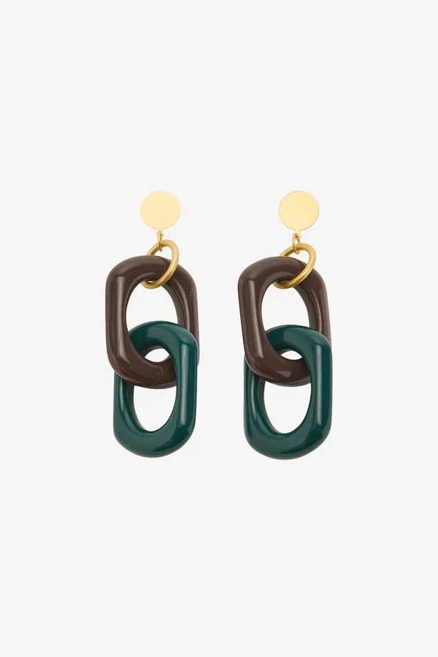 Women Malparmi Bijoux Multi Resin Chain Earrings Greenbrown
