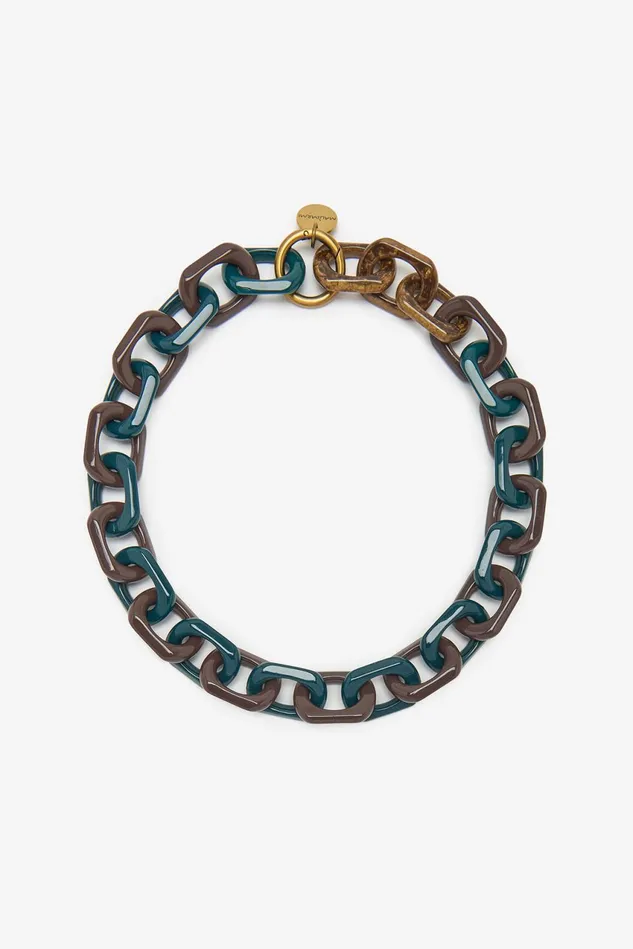 Women Malparmi Bijoux Multi Resin Chain Necklace Greenbrown
