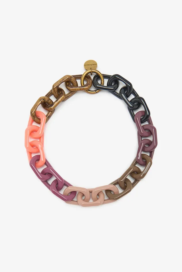 Women Malparmi Bijoux Multi Resin Chain Necklace Pinkmulticolour