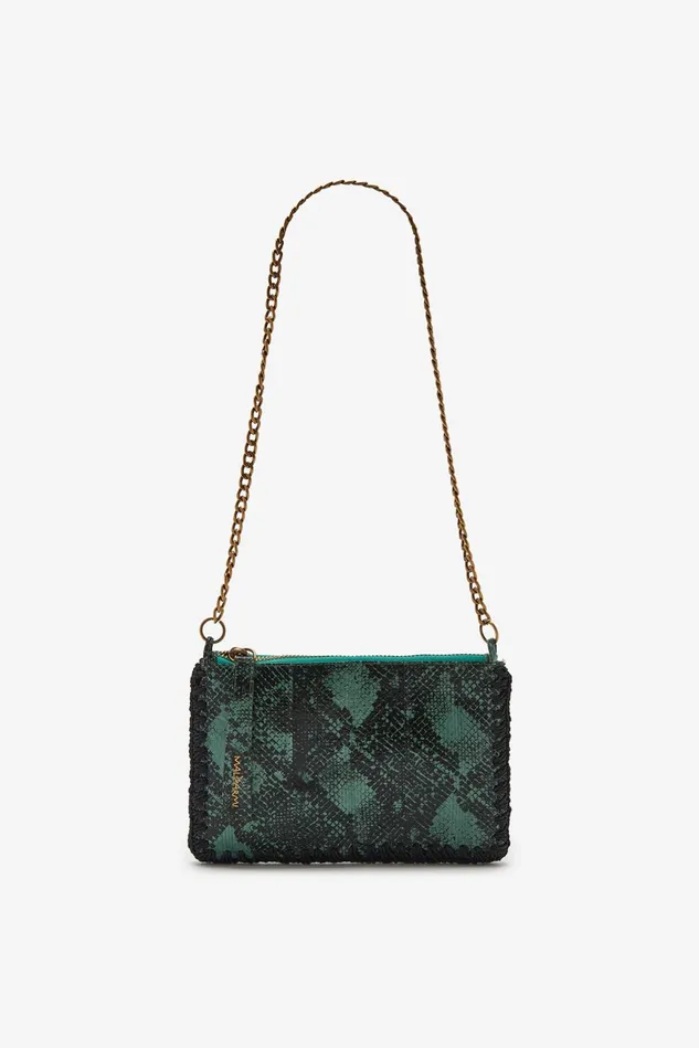 Women Malparmi Clutch Exotic Crochet Pouch With Shoulder Strap Emerald