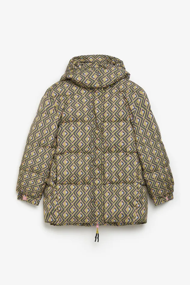 Women Malparmi Coats Printed Padded Nylon Jacket Greenblackpink