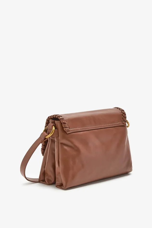 Women Malparmi Crossbody Bags Medium Leather Tress Crossbody Bag Camel