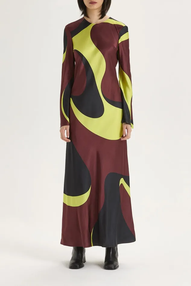 Women Malparmi Dresses Clio Print Dress Bordeauxblackacid
