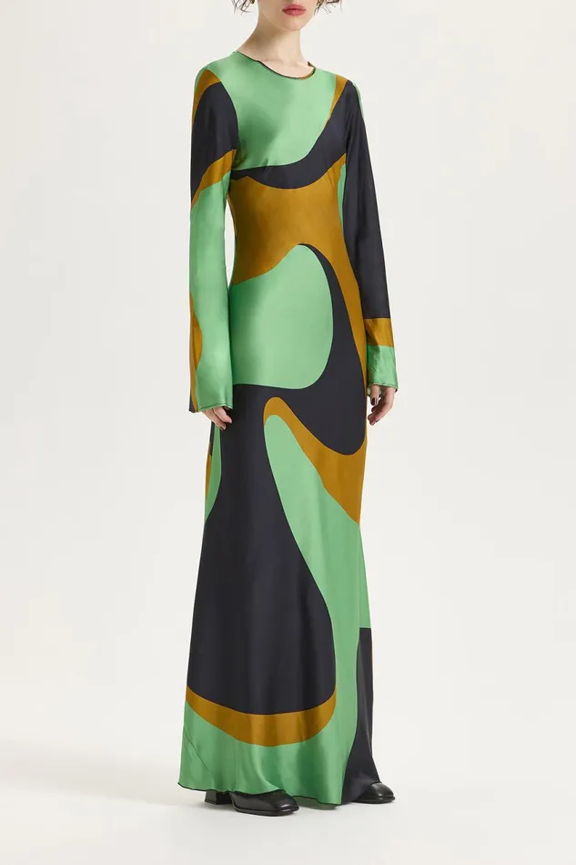 Women Malparmi Dresses Clio Print Dress Greenblackbeige