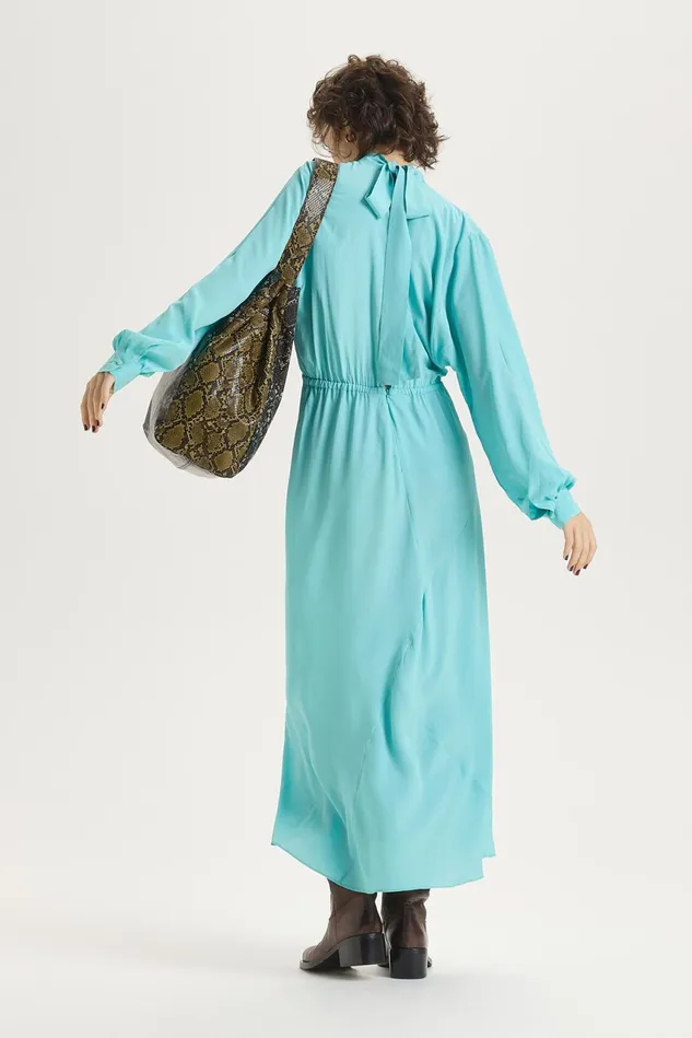 Women Malparmi Dresses Coloured Fluid Crepe Dress Light Blue