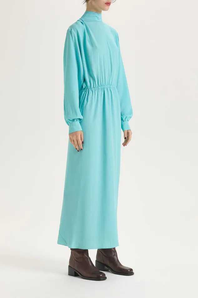Women Malparmi Dresses Coloured Fluid Crepe Dress Light Blue
