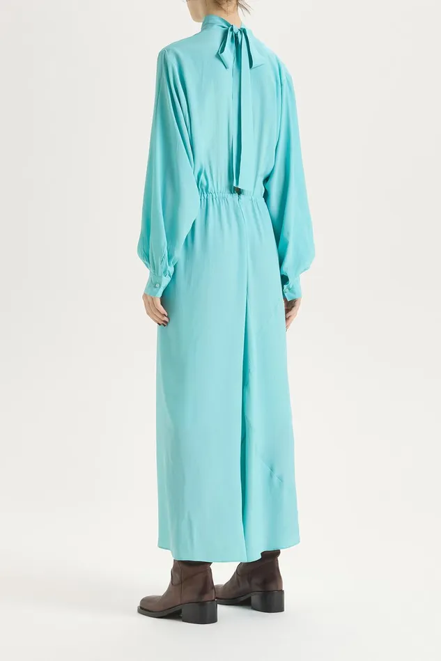 Women Malparmi Dresses Coloured Fluid Crepe Dress Light Blue