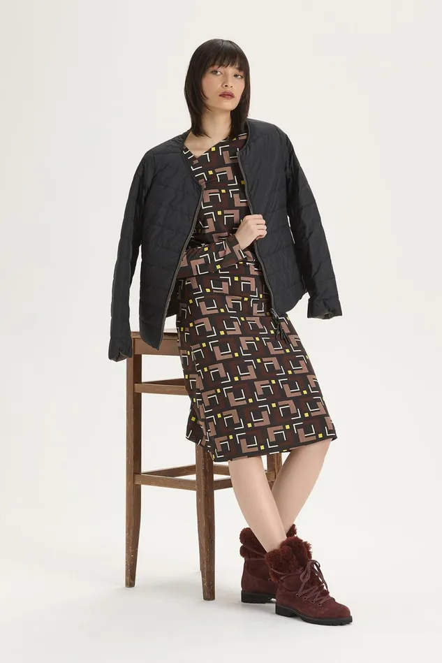 Women Malparmi Dresses Melody Print Jersey Dress Blackbeigebrown