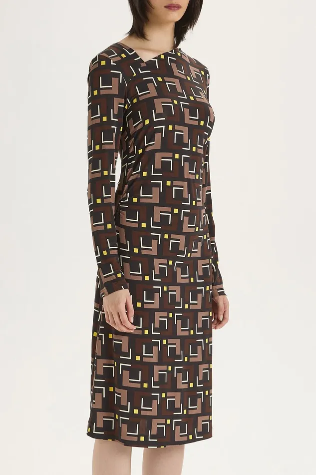Women Malparmi Dresses Melody Print Jersey Dress Blackbeigebrown
