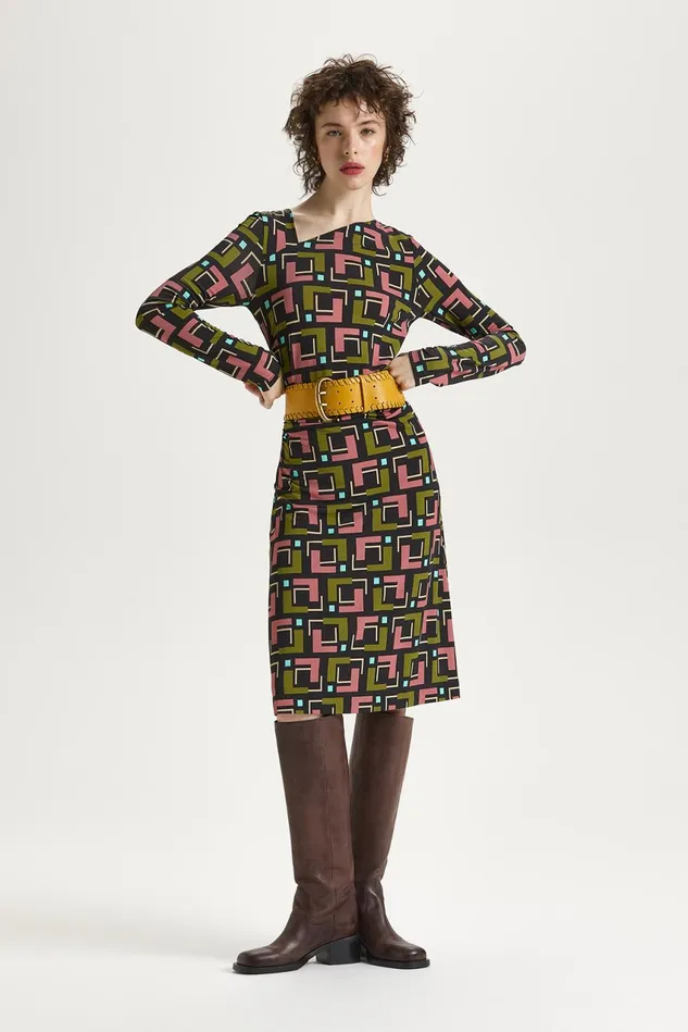 Women Malparmi Dresses Melody Print Jersey Dress Greenpinkblack