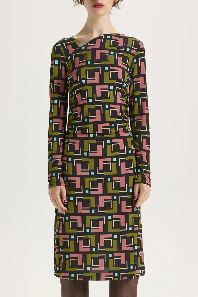 Women Malparmi Dresses Melody Print Jersey Dress Greenpinkblack