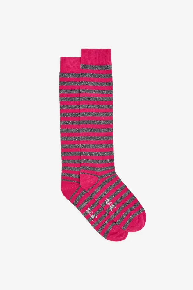 Women Malparmi Hats And Socks Lurex Stripes Socks Pinkgrey
