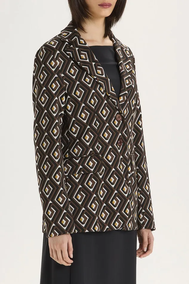 Women Malparmi Jackets A Maze Jacquard SingleBreasted Jacket Brownyellowblack