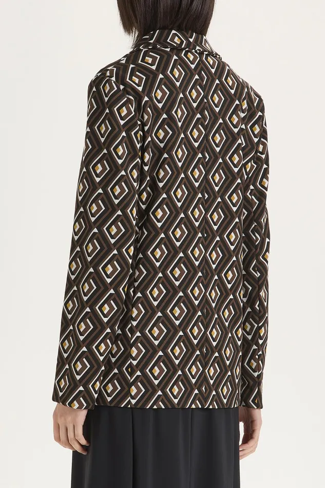 Women Malparmi Jackets A Maze Jacquard SingleBreasted Jacket Brownyellowblack
