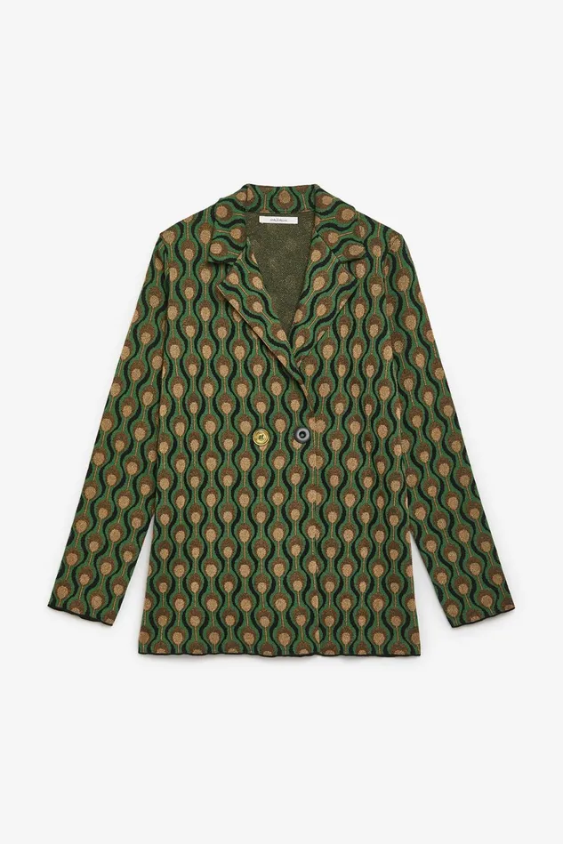Women Malparmi Jackets Comfort Jacquard Jacket Blackdark Green