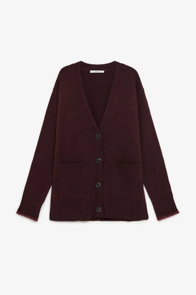 Women Malparmi Knitwear Cashmere Merinos Cardigan Bordeaux