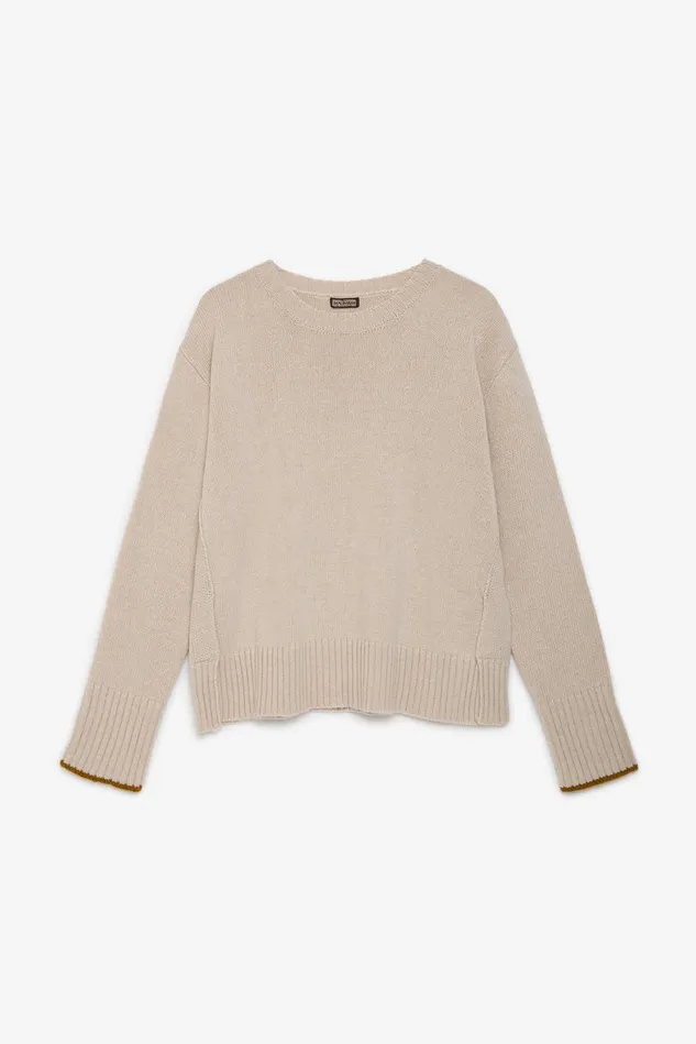 Women Malparmi Knitwear Cashmere Merinos Sweater Antique White