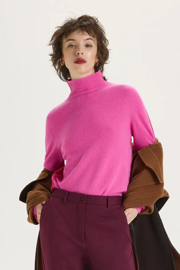 Women Malparmi Knitwear Cashmerewool Bicolor Sweater Pinkfuxia