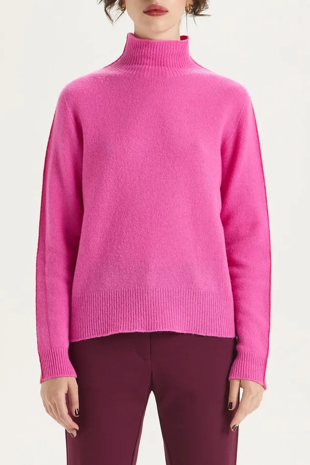 Women Malparmi Knitwear Cashmerewool Bicolor Sweater Pinkfuxia