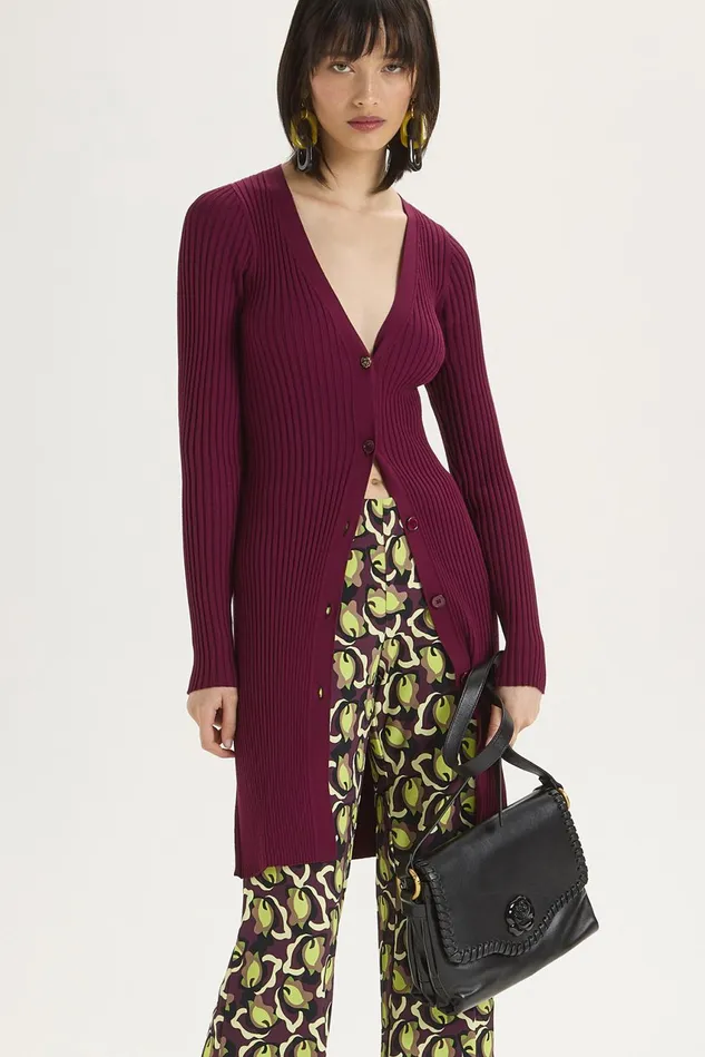 Women Malparmi Knitwear Elastic Yarn Cardigan Redgrapes