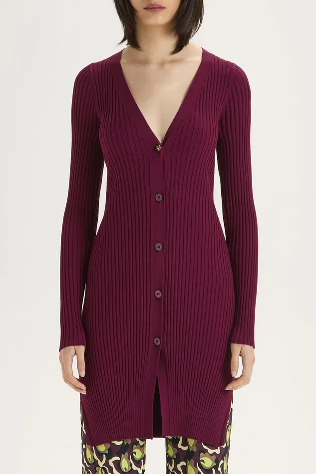 Women Malparmi Knitwear Elastic Yarn Cardigan Redgrapes