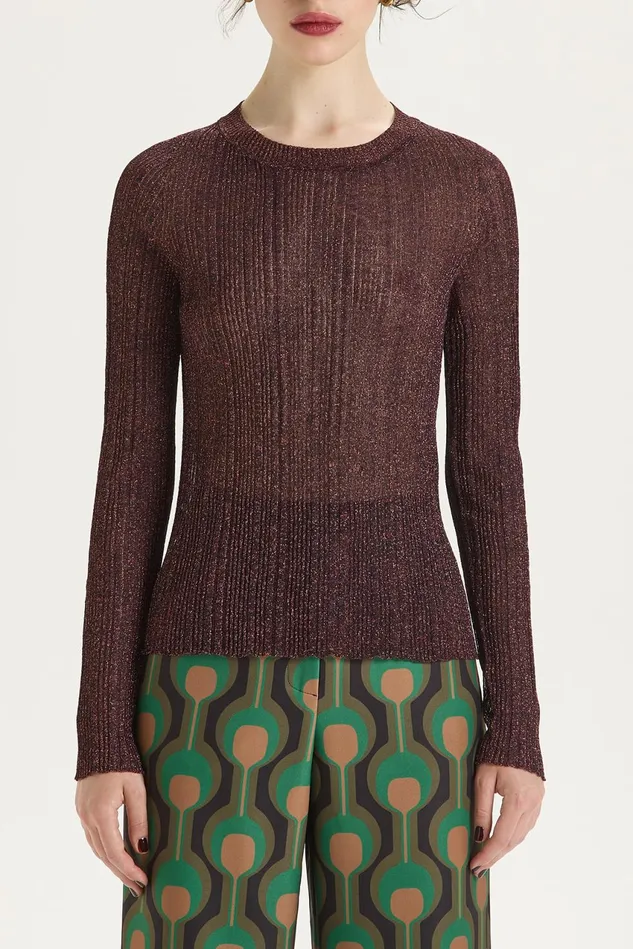 Women Malparmi Knitwear Lurex Sweater Bordeaux