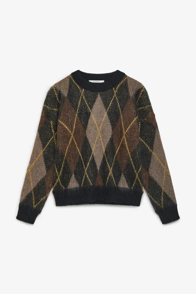 Women Malparmi Knitwear Mohair Check Sweater Blackmulticolour