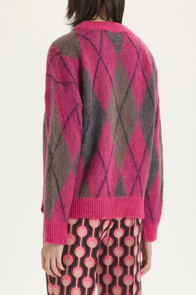 Women Malparmi Knitwear Mohair Check Sweater Pinkmulticolour