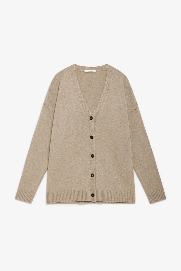Women Malparmi Knitwear New Soft Wool Cardigan Greige