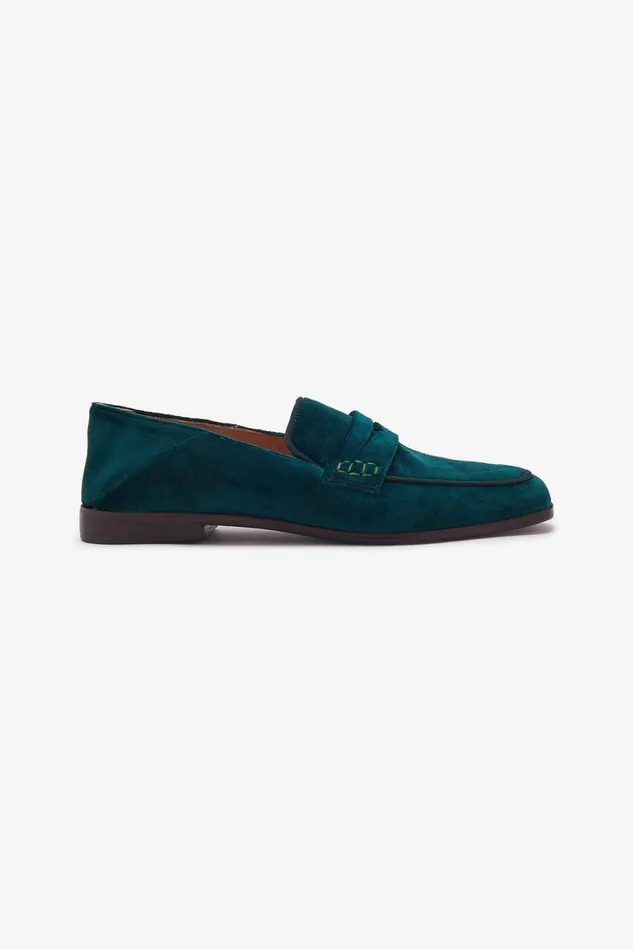 Women Malparmi Loafers And Ballerinas Velvet Moccasin Emerald