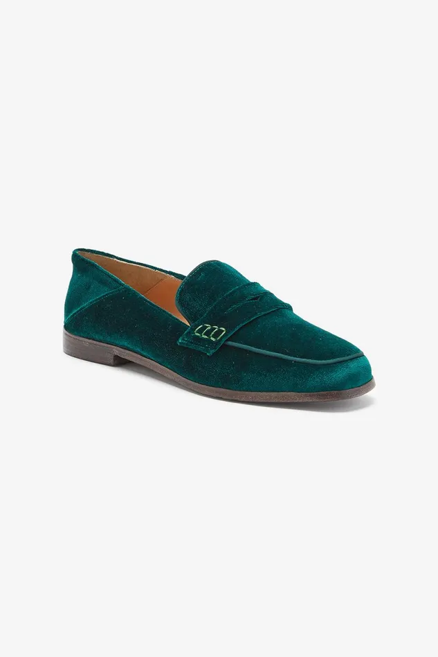 Women Malparmi Loafers And Ballerinas Velvet Moccasin Emerald