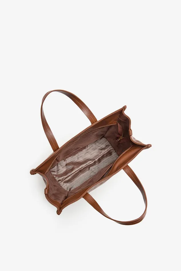 Women Malparmi Shopping Bag Leather Tress Shopping Bag Camel