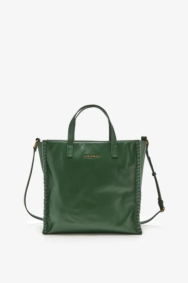 Women Malparmi Shopping Bag Leather Tress Shopping Bag Fern Green