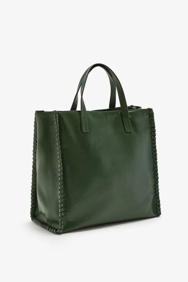 Women Malparmi Shopping Bag Leather Tress Shopping Bag Fern Green